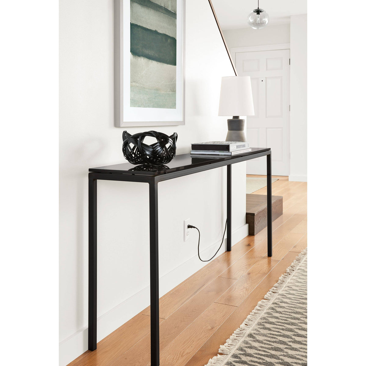Maple Top Console Table with Gold Base A777207
