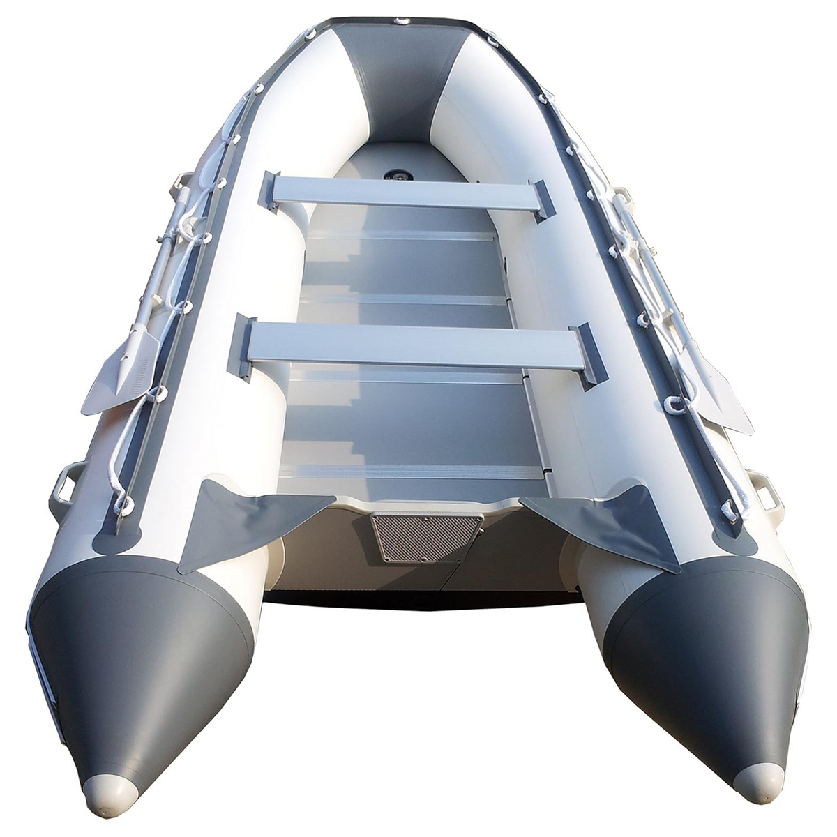 12ft 6in Inflatable Dinghy Boat Tender - 6 Person - 20 Horsepower, White/Gray A9283