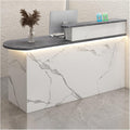 Office Reception Counter Desk with LED Lights and Lockable Drawer G764