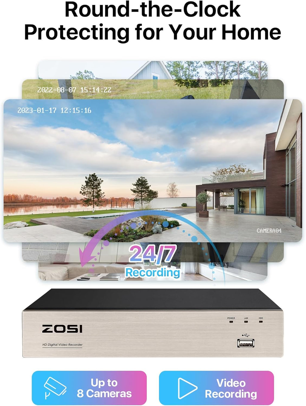 8CH 5MP Lite CCTV DVR Security Camera System with 8pcs 1080P Bullet Cameras V588