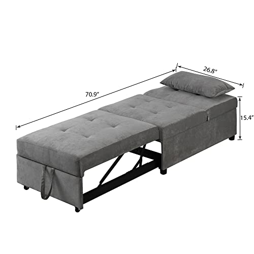 Blue Linen Fabric Fold Sofa Bed F6682