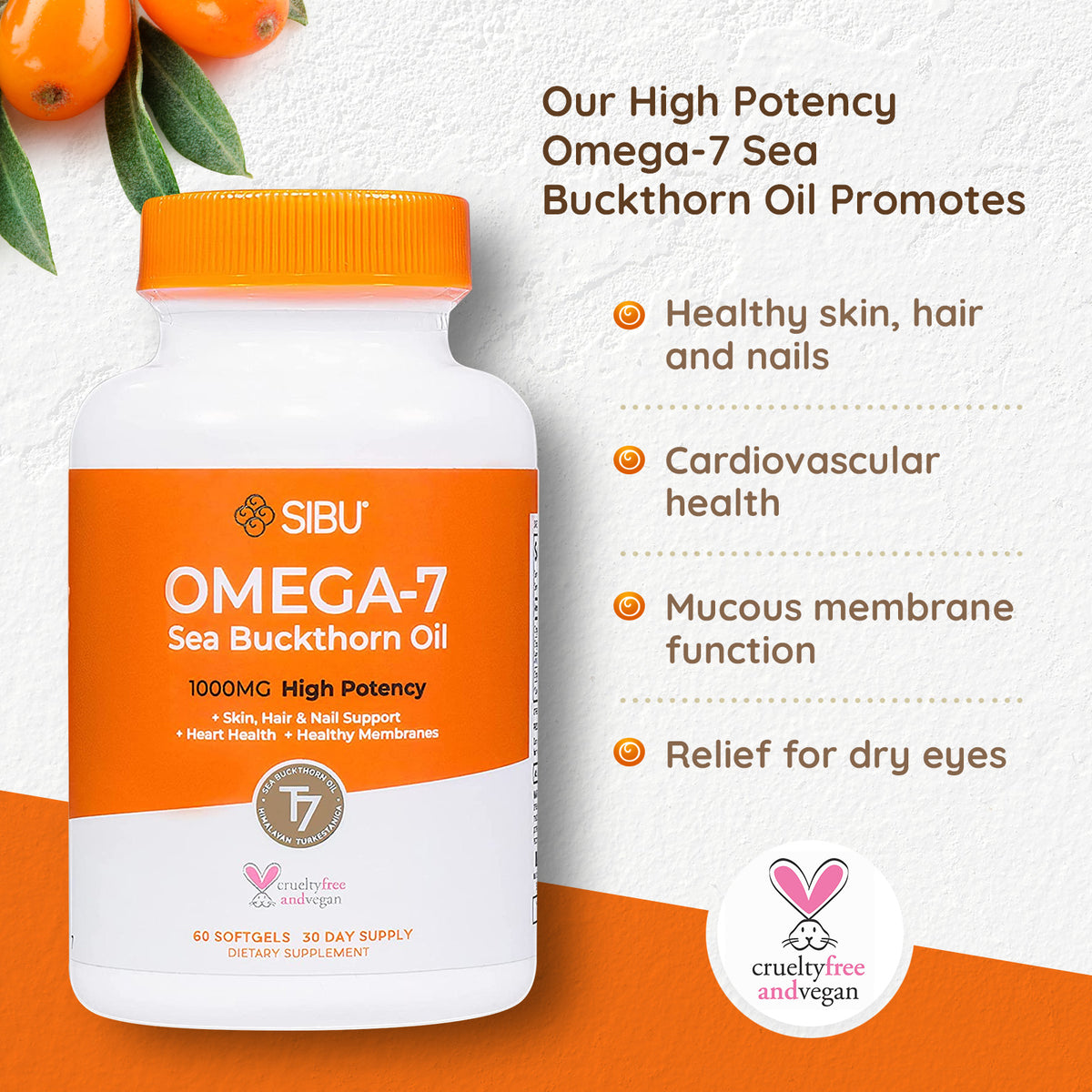 120ct Omega-7 Sea Buckthorn Softgels J5636