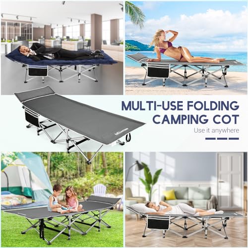 Green Heavy Duty Folding Camping Cot with Cot Pad and Carry Bag X9898
