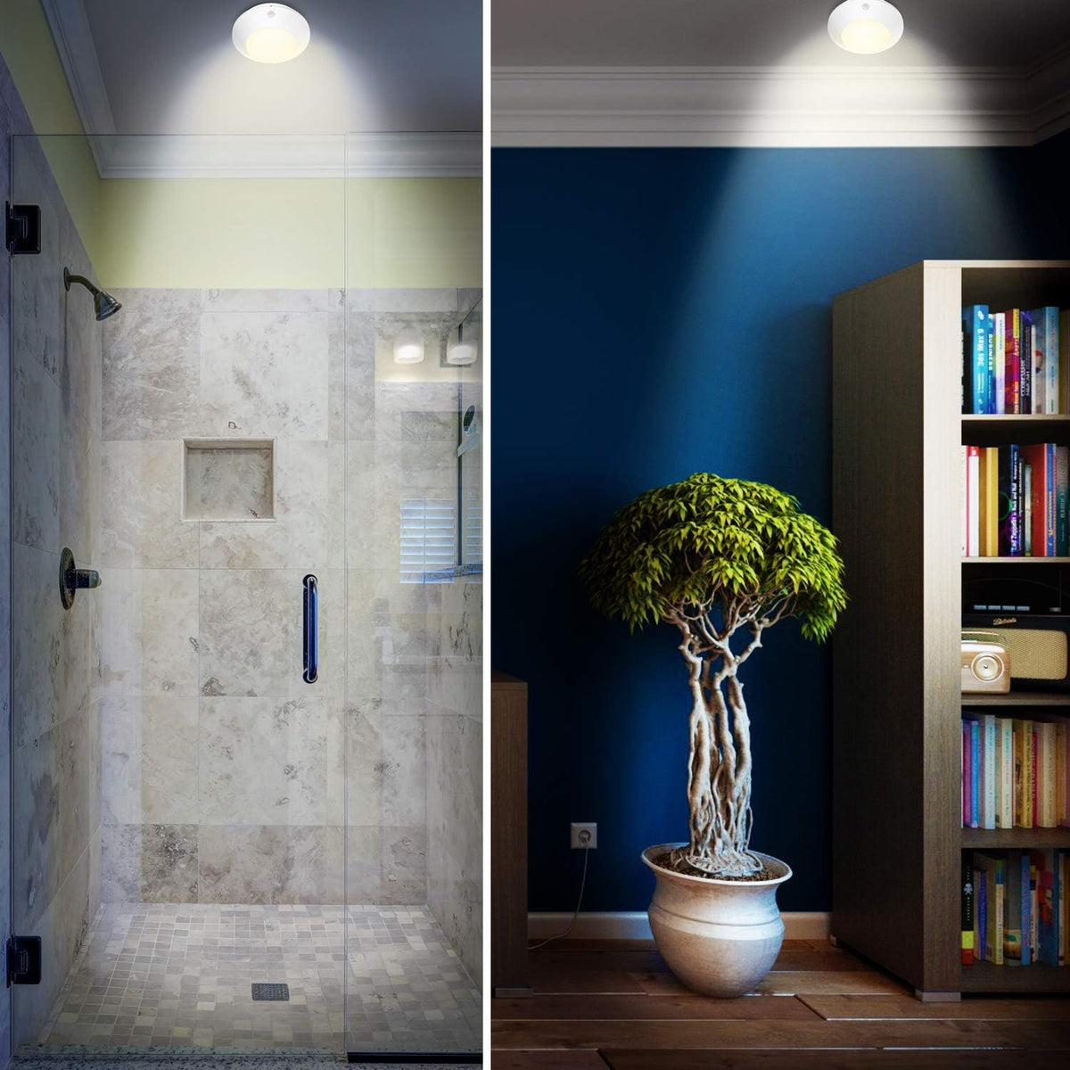 Motion Sensor Ceiling Light Cordless Battery Powered LED Warm White Light Z713