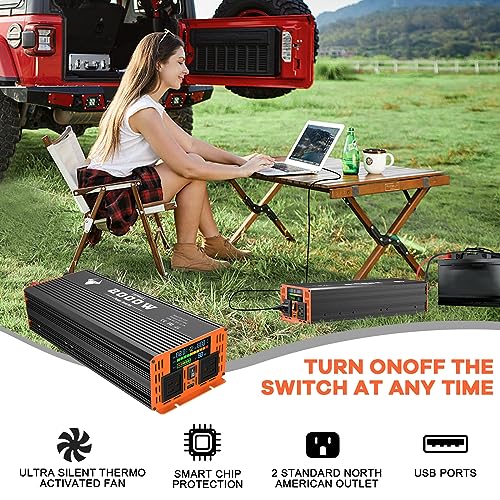 3000 Watt Power Inverter, 12V DC to 110V AC Converter, with LED Display, Dual AC Outlets, USB Port Y2566