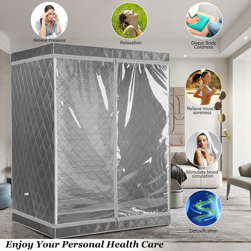 Full Size 2 Person Portable Steam Sauna Tent (Grey) O406144
