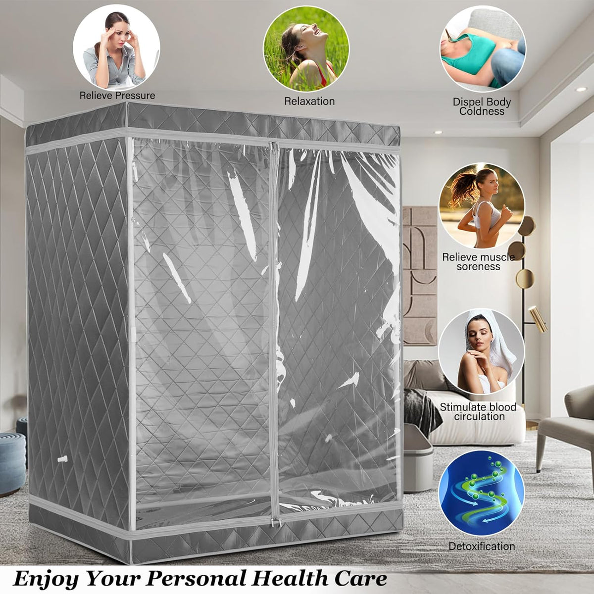 Full Size 2 Person Portable Steam Sauna Tent (Grey) O406144