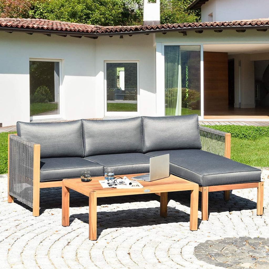 3 Piece Acacia Wood Patio Conversation Set R53847