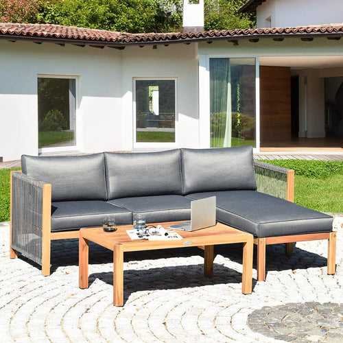 3 Piece Acacia Wood Patio Conversation Set R53847