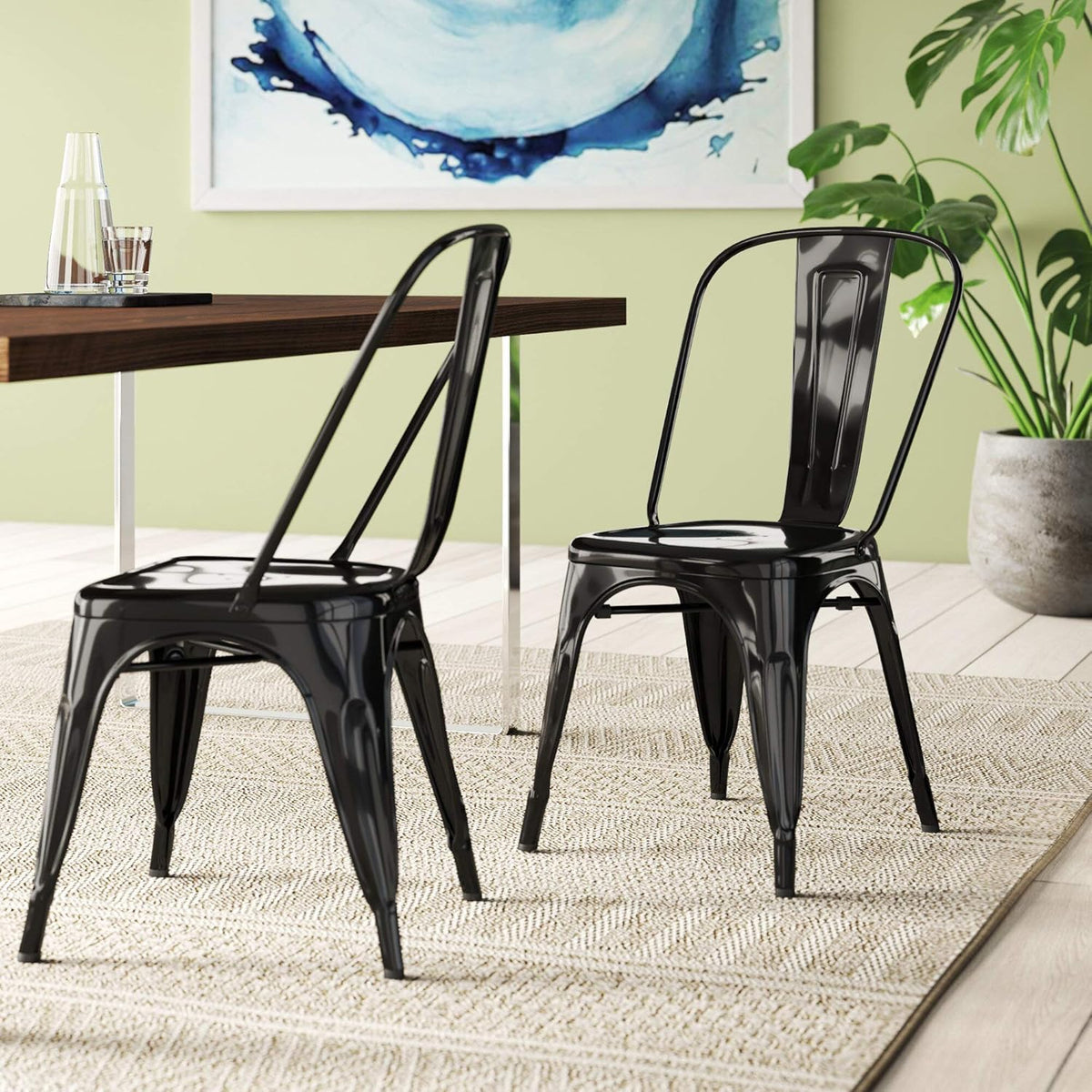 Stackable Metal Dining Chairs Set of 4 Red D213391