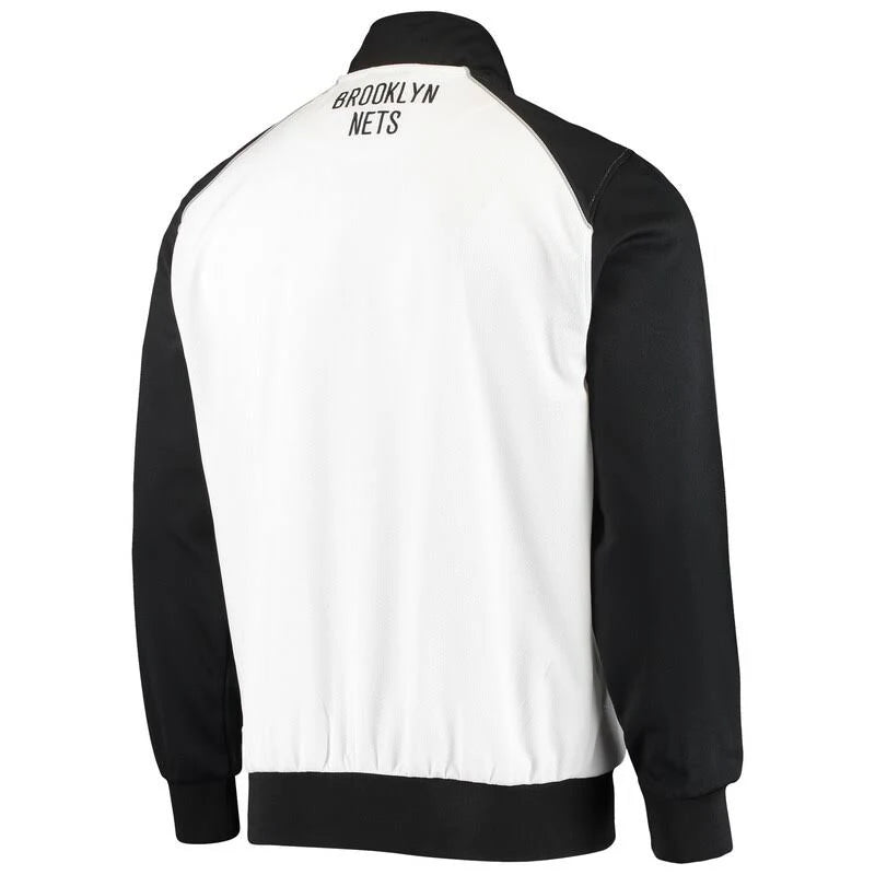 White Black Full-Zip Track Jacket Large T372194