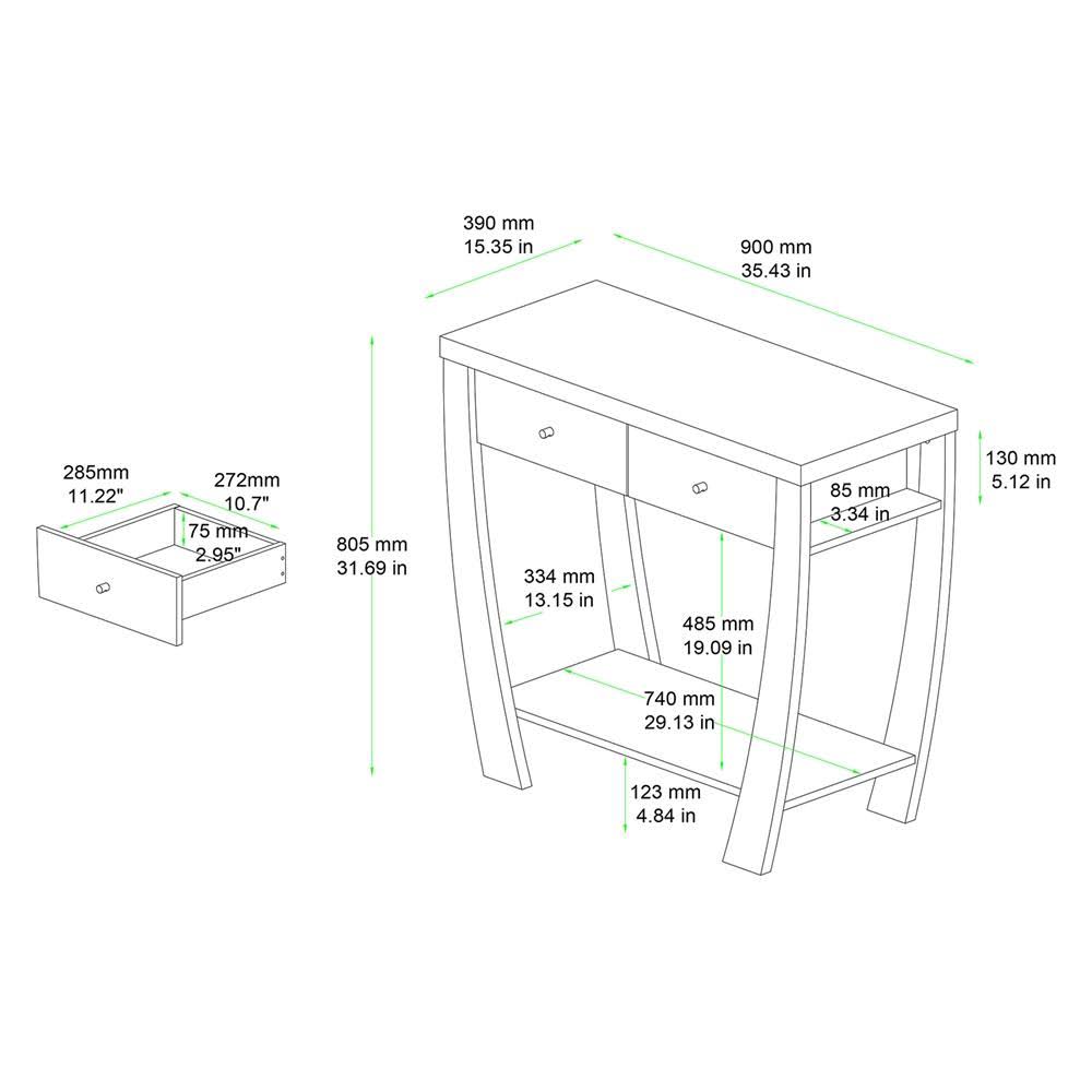 Dark Brown Wood 2-Drawer Console Table Q61288