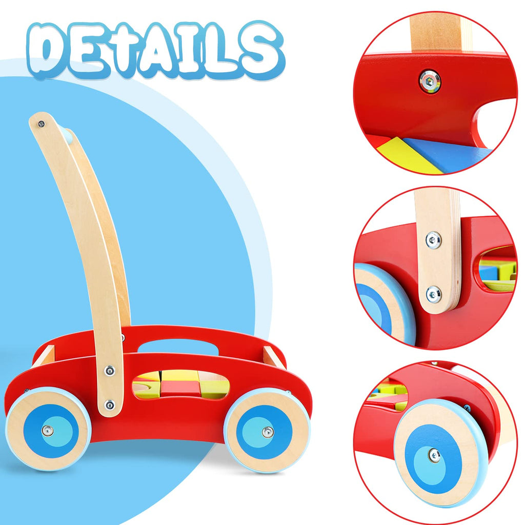 Wooden Baby Walker with Building Blocks 35 PCs Pack of 2 G86796