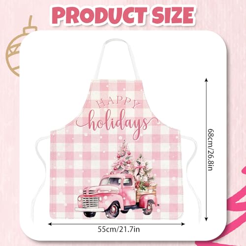 4Pcs Pink Christmas Kitchen Cooking Aprons T47293