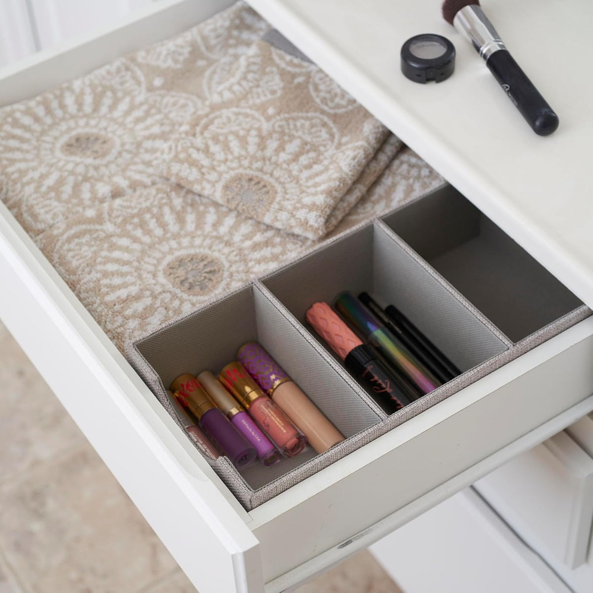 Grey 3 Section Drawer Organizer Box D185062