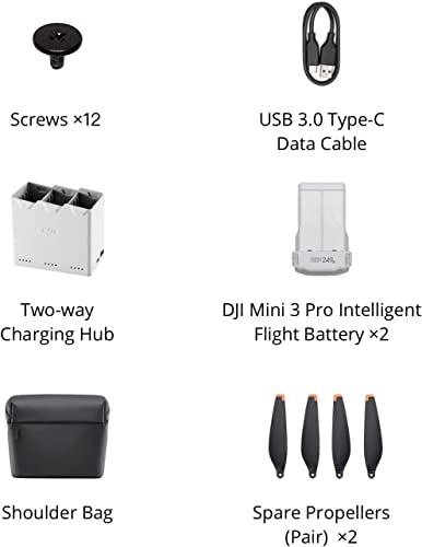 DJI Mini 3 Fly More Kit with Two Intelligent Flight Batteries, Two-Way Charging Hub, Shoulder Bag, Propeller 2-Pairs H793541