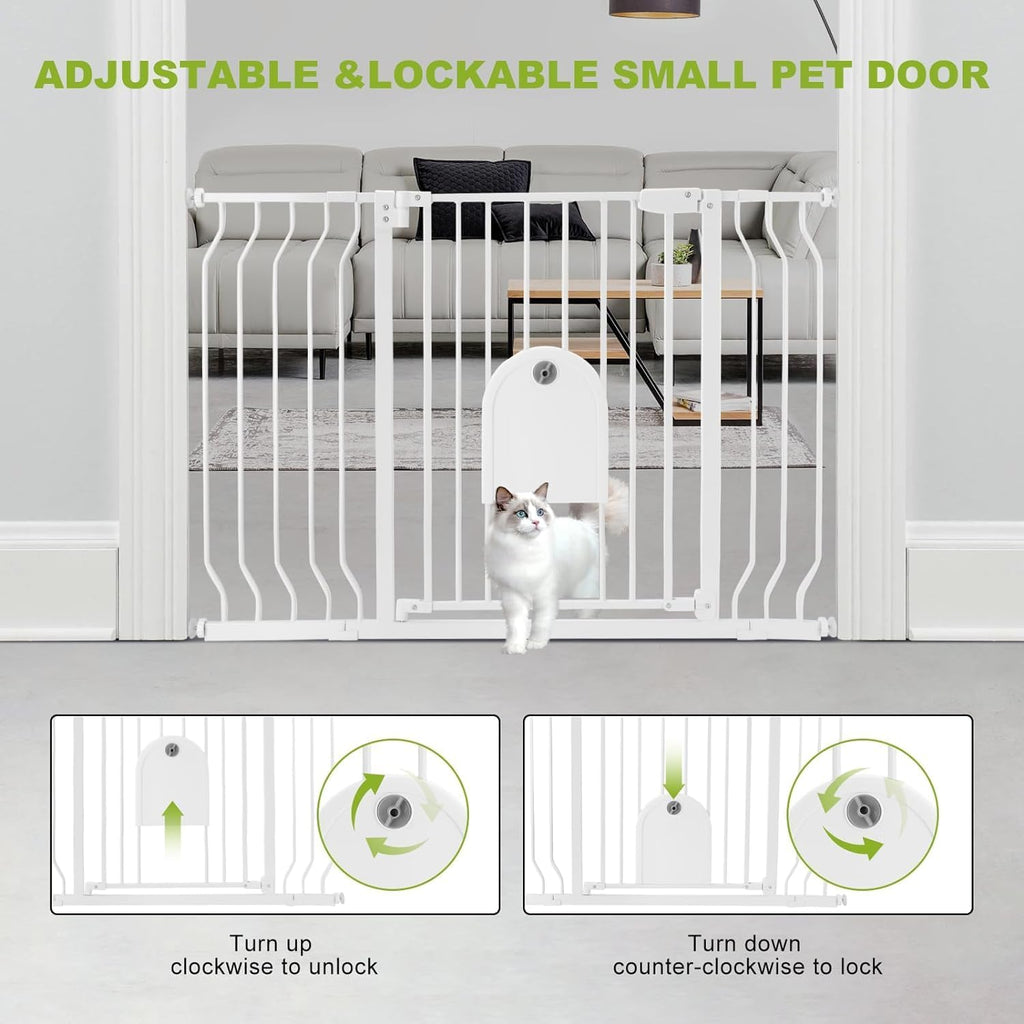 Auto Close 29.5"-48.4" Safety Metal Pet Gate with Pet Door G423866