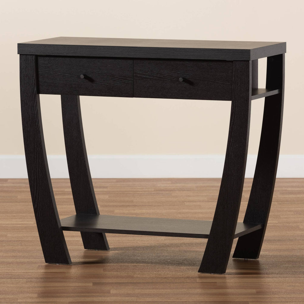Dark Brown Wood 2-Drawer Console Table Q61288