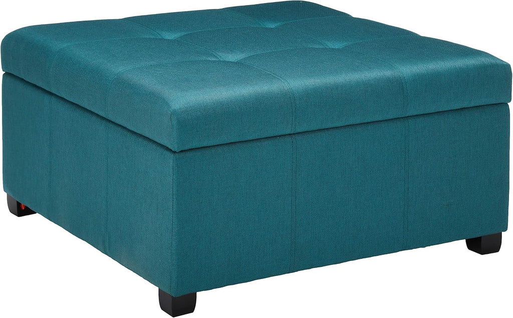 Dark Teal Fabric Storage Ottoman T43242