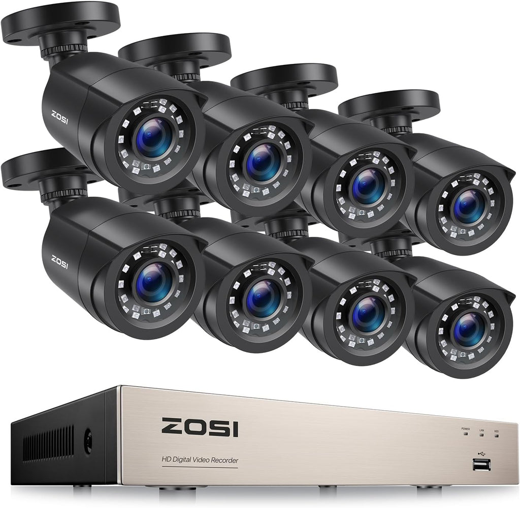 8CH 5MP Lite CCTV DVR Security Camera System with 8pcs 1080P Bullet Cameras V588