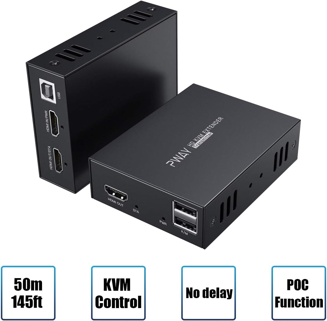 HDMI KVM USB Extender Over Ethernet Cat5e/6 Up to 50m/164ft 1080P 3D Y516