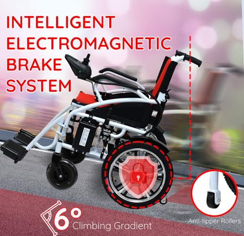 Foldable Power Wheelchair with Dual Motor (Red) B2352