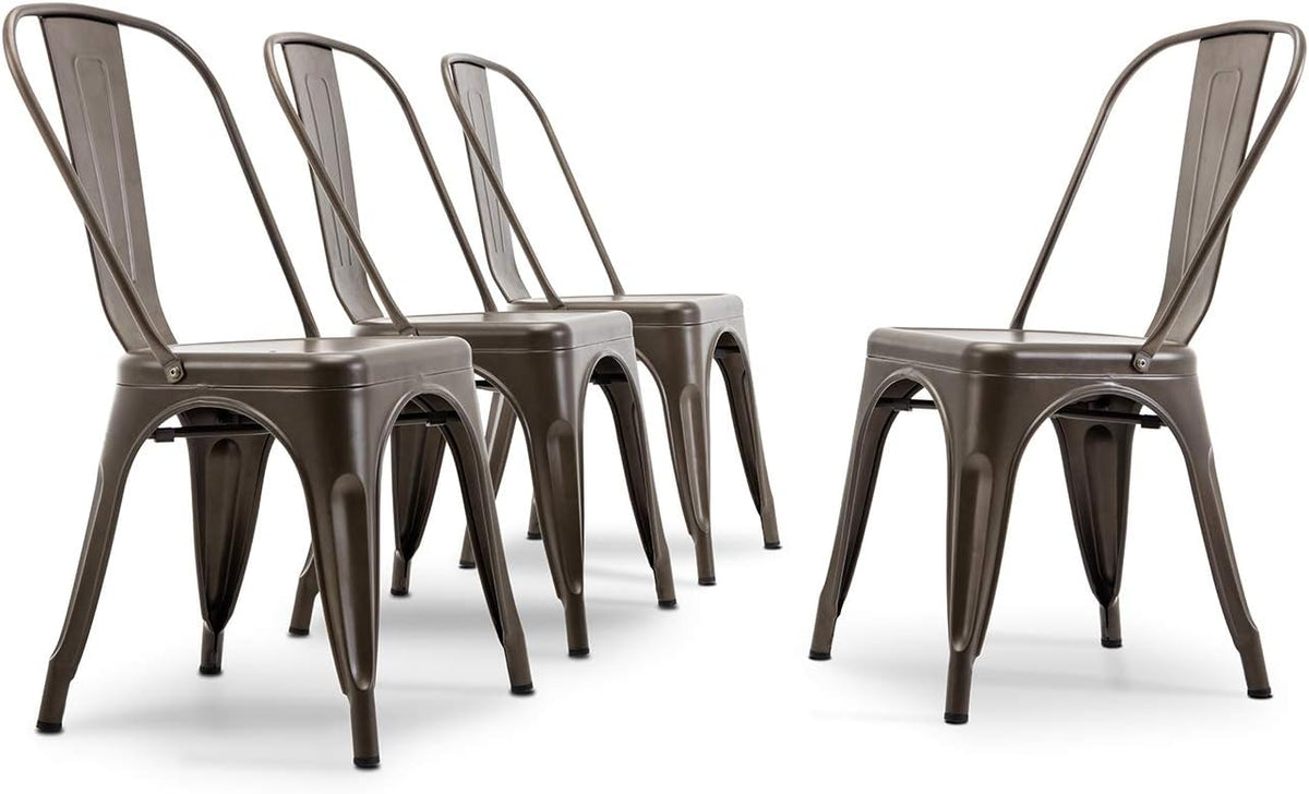 Stackable Metal Dining Chairs Set of 4 Red D213391
