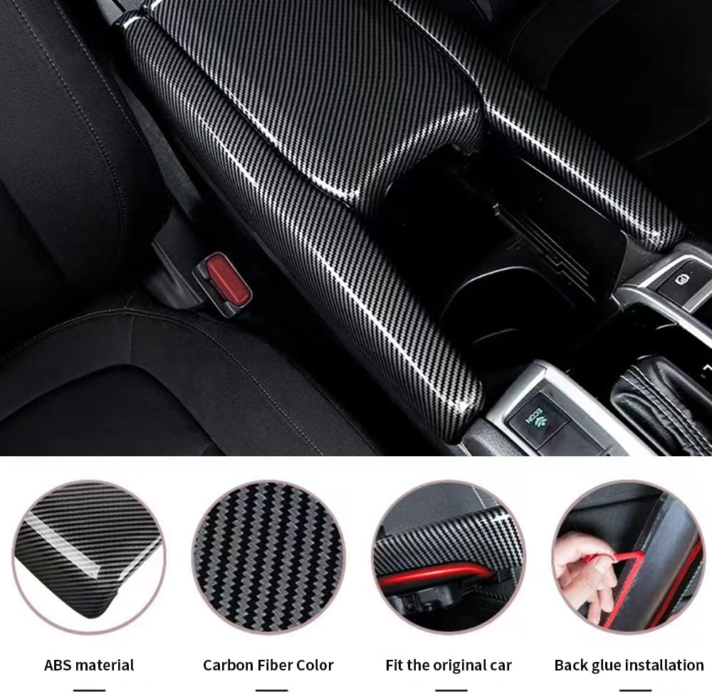 Carbon Fiber Color Car Armrest Box Cover Center Console Panel I164749