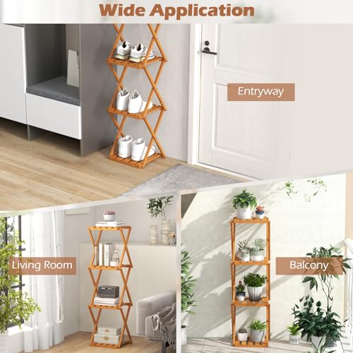 4-Tier Foldable Wooden Plant Stand F482635