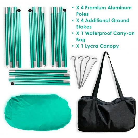7 x 7 Family Beach Tent Canopy Sunshade with 4 Poles Green K880638