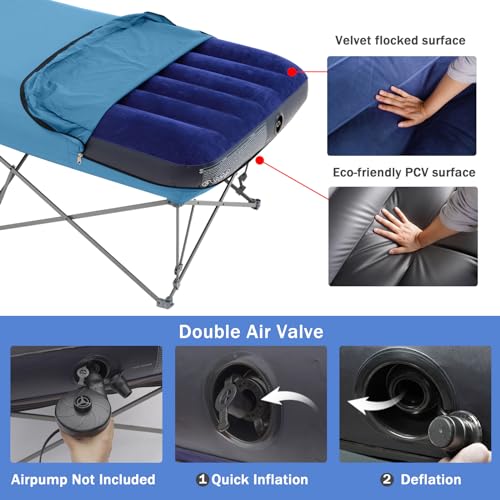 Folding Camping Cot with Inflatable Air Mattress and Carry Bag K8574