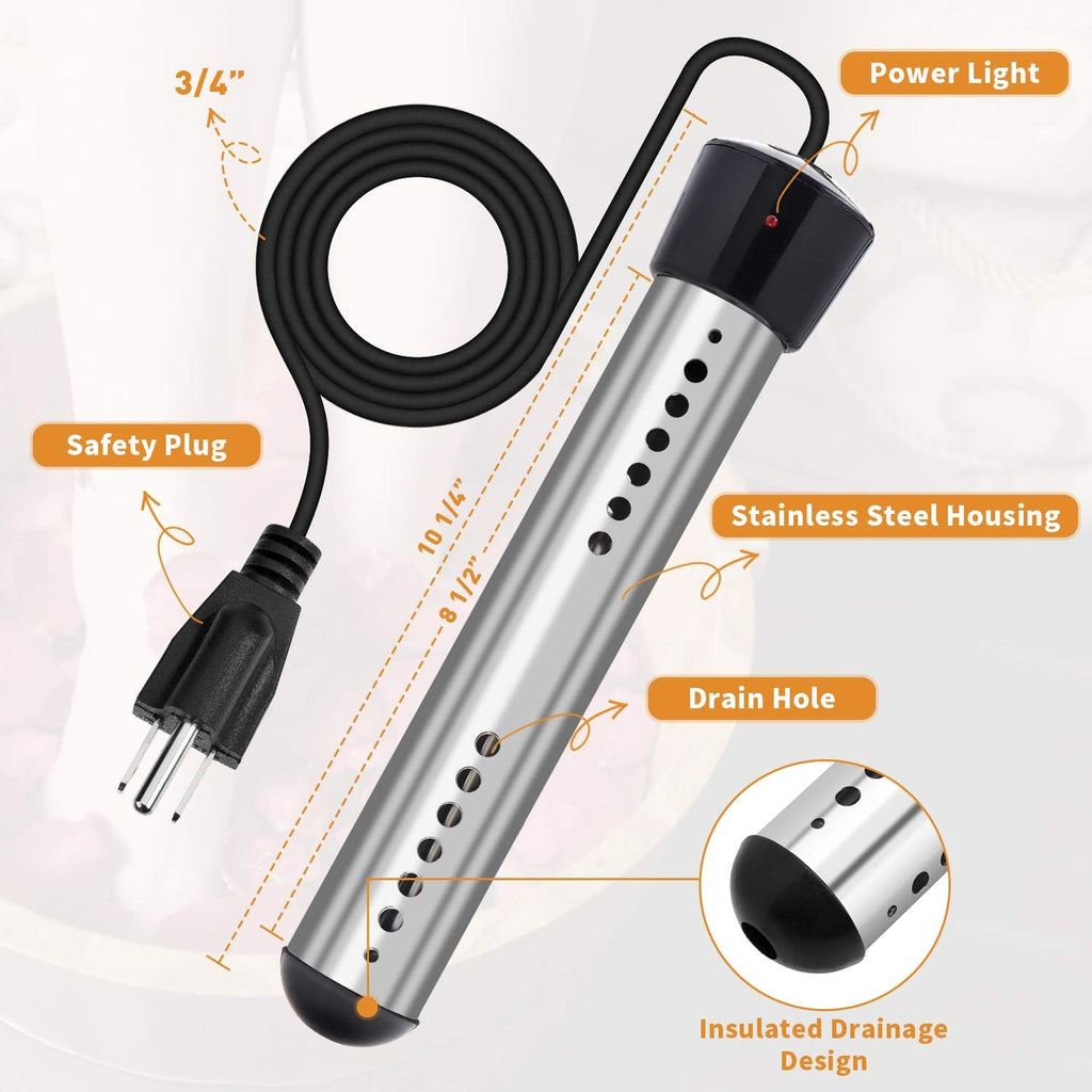 Electric Immersion Water Heater with Digital LCD Thermometer Pack of 2 Y3493