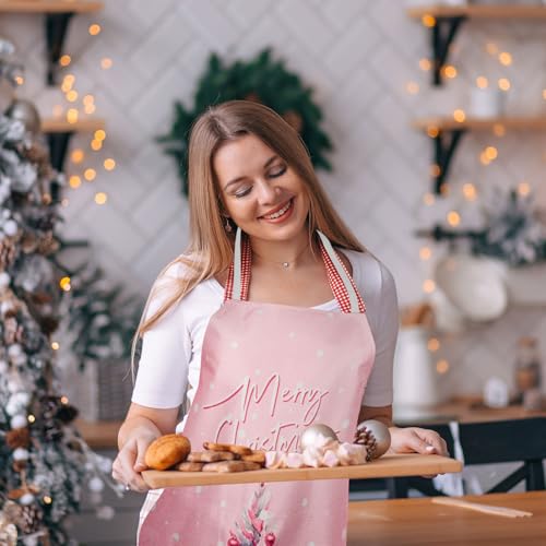4Pcs Pink Christmas Kitchen Cooking Aprons T47293