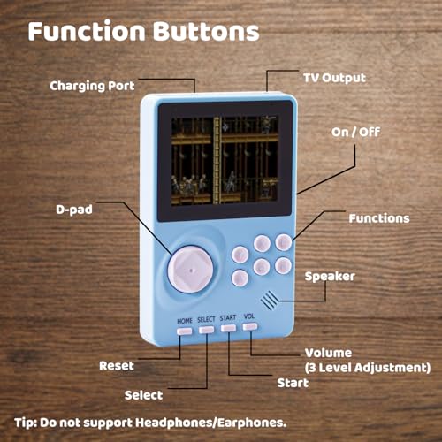 Kids Handheld Video Game Console with 100 16-bit Games, 2.8" Color Screen, Rechargeable Battery (Light Blue) J707