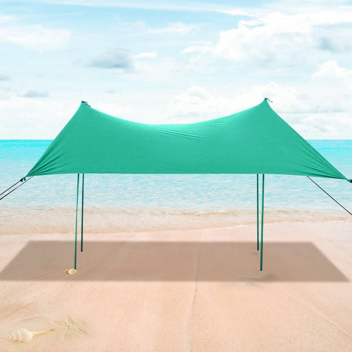 7 x 7 Family Beach Tent Canopy Sunshade with 4 Poles Green K880638