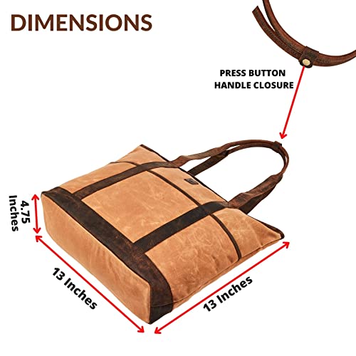 Real Leather Shoulder Handbag Organizer Water Repellent Waxed Canvas Tote Bag M757903