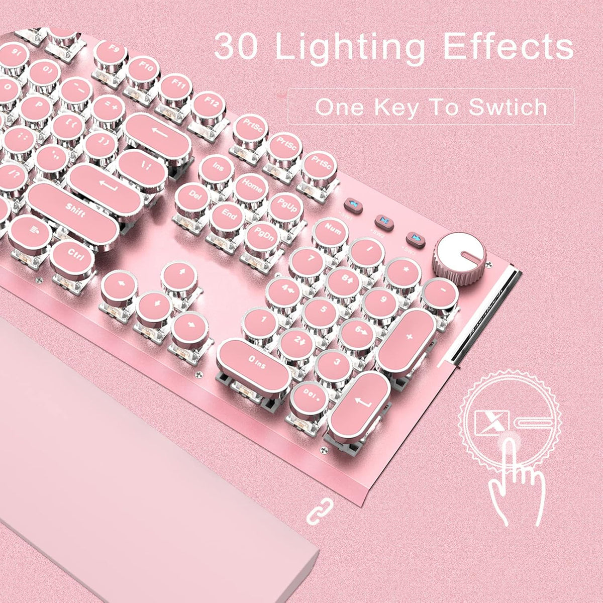 Pink 104 Keys White LED Backlit Mechanical Gaming Keyboard with Mouse Combo U551210