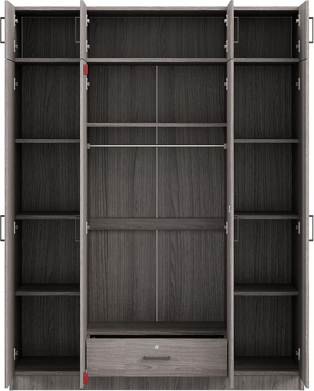 Gray 80.8" H Wooden Armoire Wardrobe with Drawer X43308