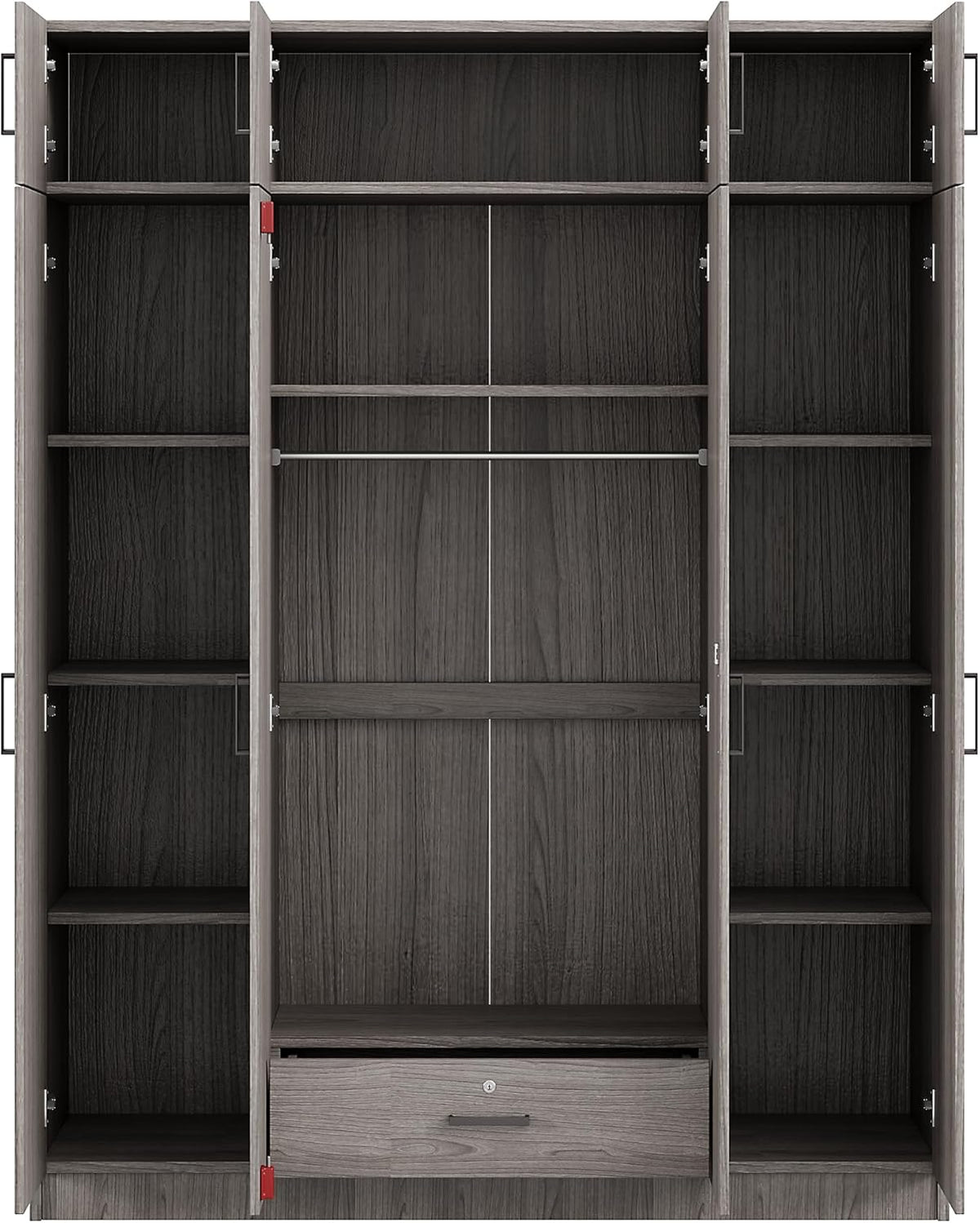 Gray 80.8" H Wooden Armoire Wardrobe with Drawer X43308