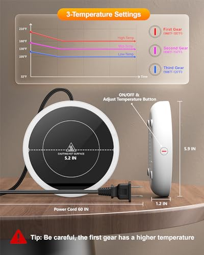 36W Electric Cup Warmer with 3-Temp Settings G77298