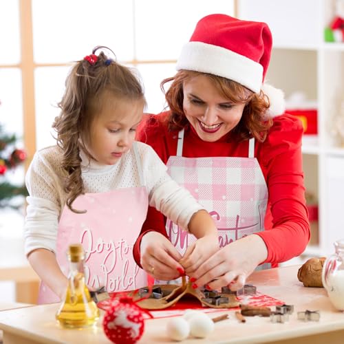 4Pcs Pink Christmas Kitchen Cooking Aprons T47293