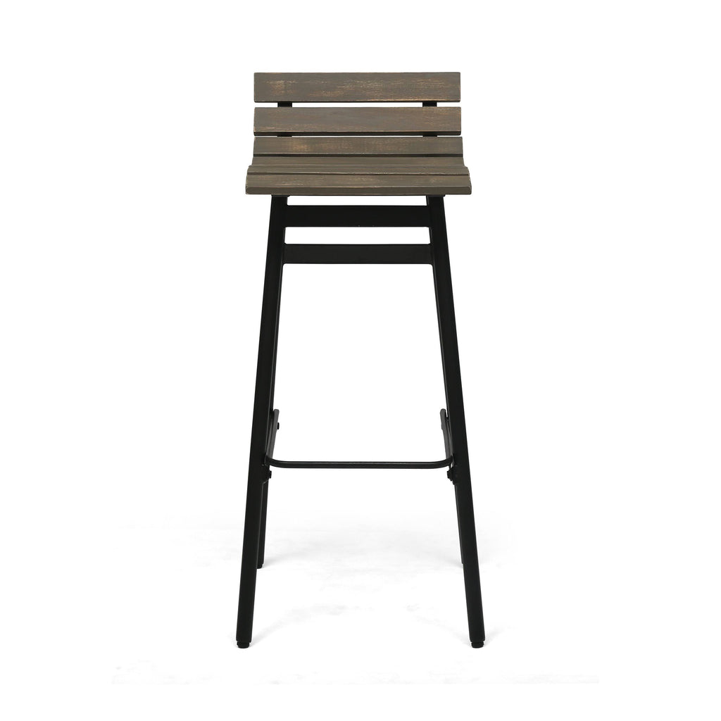 Wooden Barstool Set of 2 Gray Black E594