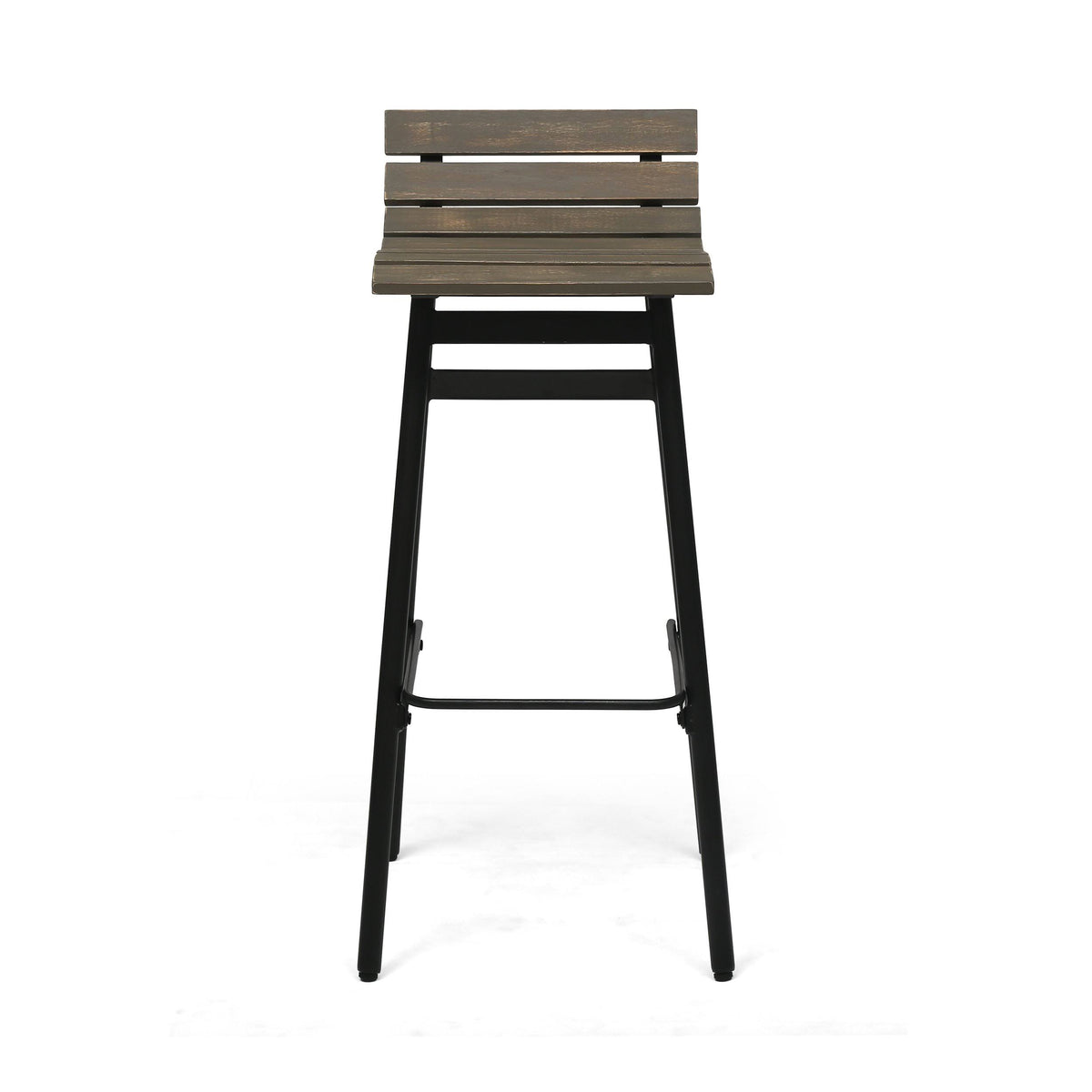 Wooden Barstool Set of 2 Gray Black E594