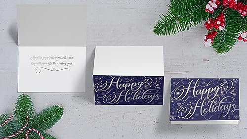 50 Pack Silver Foil Accents 5" x 7" High Gloss Christmas Cards with 50 Envelopes J53956