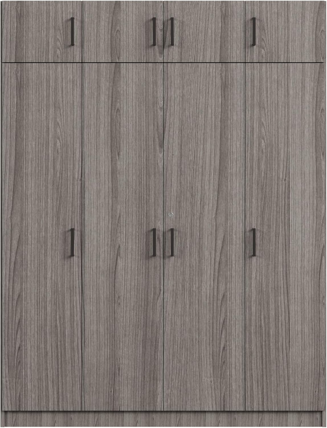 Gray 80.8" H Wooden Armoire Wardrobe with Drawer X43308