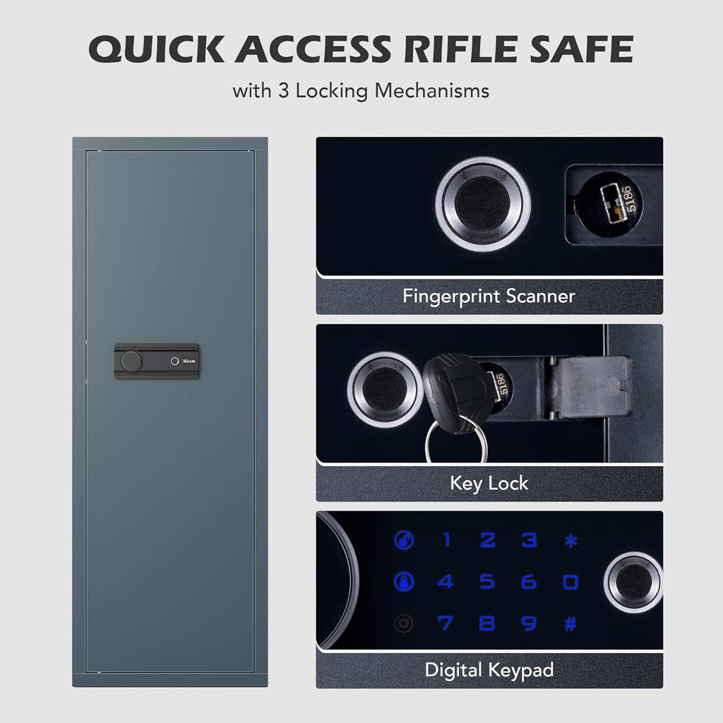 Large Gun Safe with Biometric Fingerprint Keypad Locks, 56*20*15 In F53299