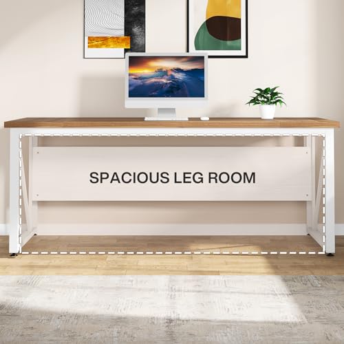 Brown and Black L-Shaped Executive Desk with File Cabinet and Drawers K694262