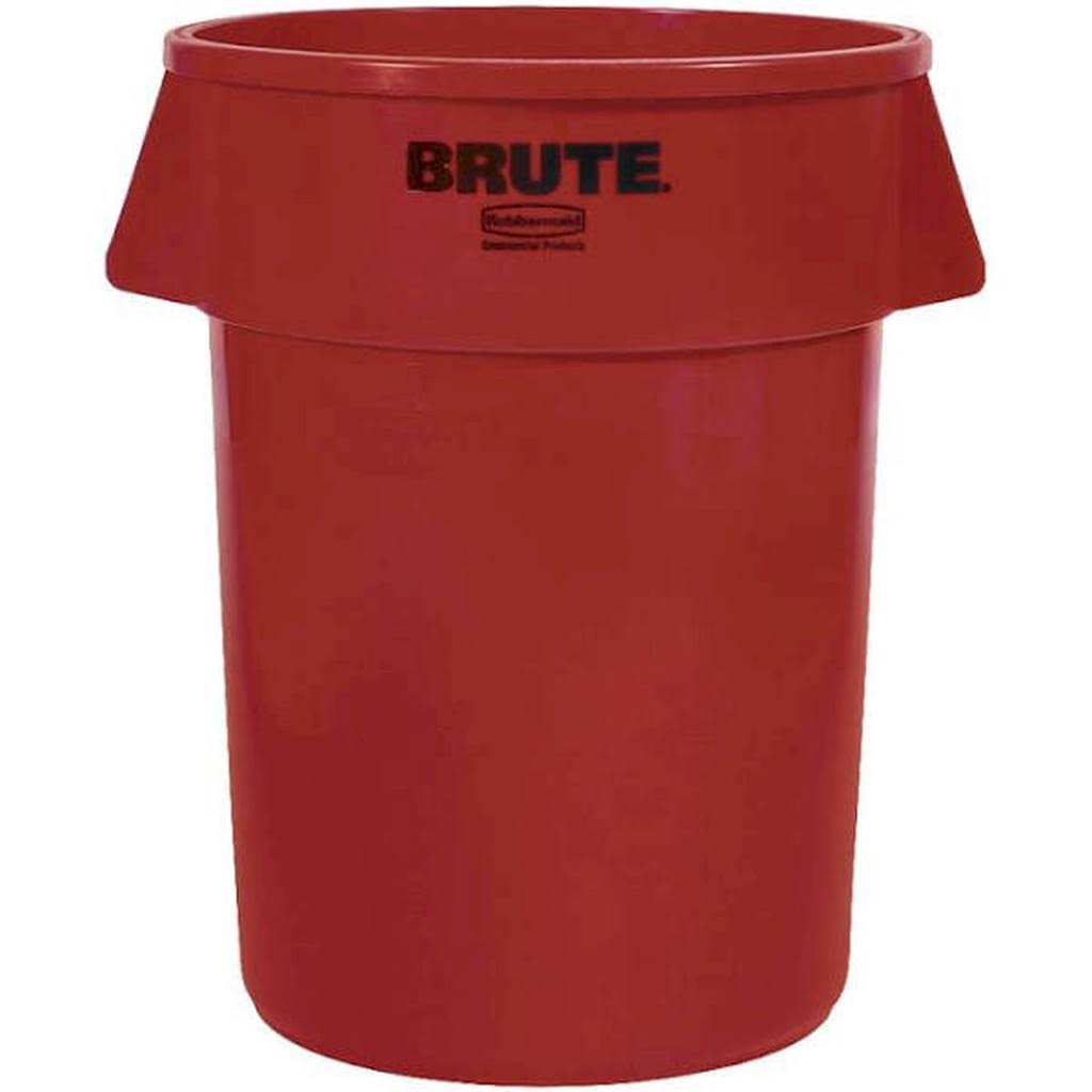 Round Plastic Trash Can 44 Gallons Red J592