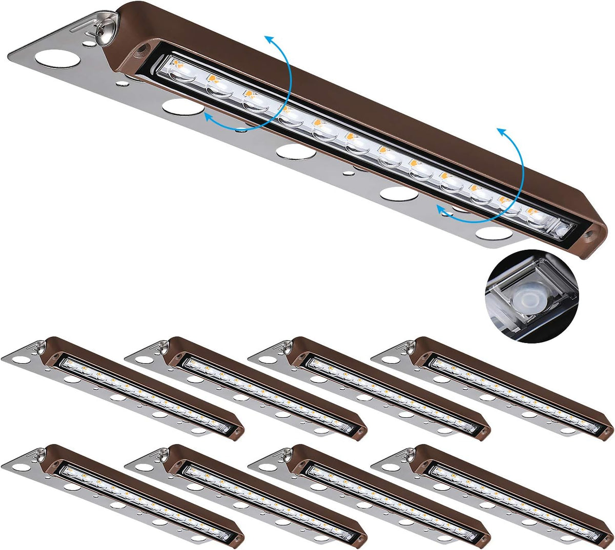 8-Pack 12 Inch Dimmable LED Hardscape Lighting 120° Swivel IP65 Waterproof 3000K A95271