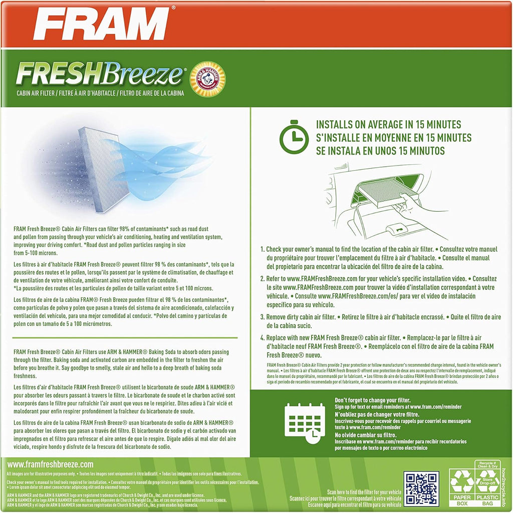Cabin Air Filter with Arm and Hammer Baking Soda R995